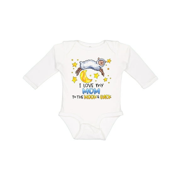 Inktastic I Love My Mom to the Moon and Back Cute Sheep Boys or Girls Long Sleeve Baby Bodysuit
