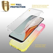 OnePlus Nord N100 Case With Built-in Screen Protector, Rosebono Hybrid Glitter Sparkle Transparent Colorful Gradient TPU Skin Cover 360 Protection Case For OnePlus Nord N100 (Gold/Pink)