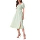thumbnail image 4 of Vestido Midi para Mujer INSPIRE CHIC con Mangas Cortas Abullonadas, Estampado de Cuadros Gingham, Color Verde Claro, Talla XS, 4 of 6