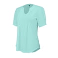thumbnail image 6 of Green Womens Summer Tops Womens V Neck Tops Puff Short Sleeve T Shirt Pleated Floral Printed Tunic Blouse Shirts Shirts for Women, 6 of 6