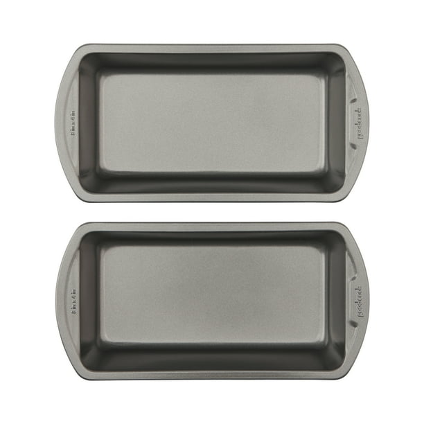 GoodCook Set of 2 Medium 8" x 4" Nonstick Steel Bread Loaf Pans, Gray