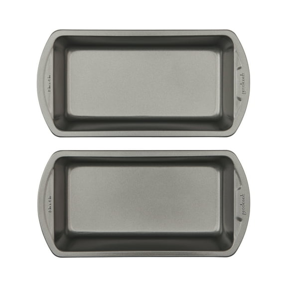 GoodCook Set of 2 Medium 8" x 4" Nonstick Steel Bread Loaf Pans, Gray