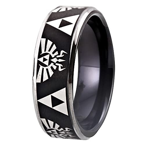 The Legend of Zelda Ring Crest and Triforce Ring Tungsten