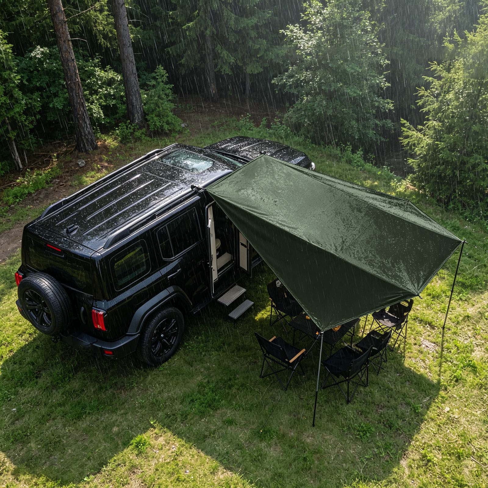Bomd Car Side Awning Roof Top Tent, Suction Cup UV Protection Sun Shade Shelter,Freestanding 4-Season Overlanding Roof Rack Awning for Trucks, SUVs & Off-Road Vehicles
