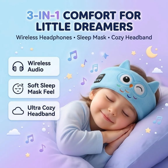 LIFEBEE Wireless Sleep Headphohes for Kids, Ultra-Thin Wireless Headband Headphones