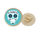 thumbnail image 1 of Broche de oro metálico circular Ojos azules cráneo Mexico Unbranded, 1 of 3