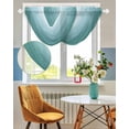 thumbnail image 3 of Turquoise Ombre Sheer Waterfall Valance Curtains for Window, Teal White Gradient Modern Abstract Art Rod Pocket Sheer Topper Swag Curtains for Living Room, Kitchen 38.5"W x 47.2"L, 2 Panels, 3 of 7