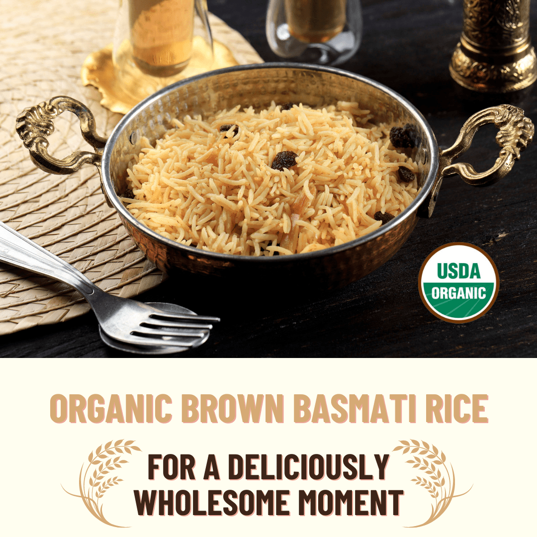 Rice, Basmati Brown, 40LB Emergency Bucket, USDA Certified Organic & GMO Free, Sustainable Farming Practices-Mountain High Organics