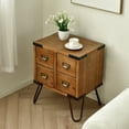thumbnail image 2 of eHemco Antique Style 4-Drawer Storage End Table Side Table with Metal Hairpin Legs, Antique Walnut, 2 of 10
