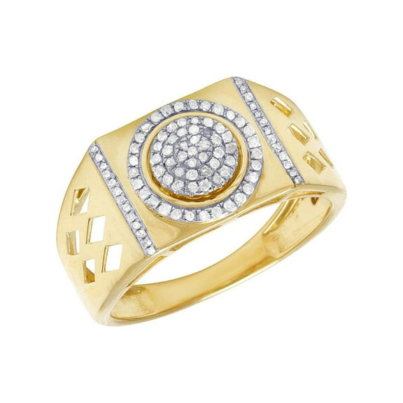 10K Yellow Gold Genuine Diamond Pinky Ring 0.26Ct 12mm