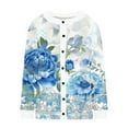 thumbnail image 5 of Idoravan Womens Button-Front Cardigan Sweaters Pattern Print Ladies' Casual Floral Printed Knitted Cardigan With Button Up Jacket And Top Multicolor M, 5 of 5