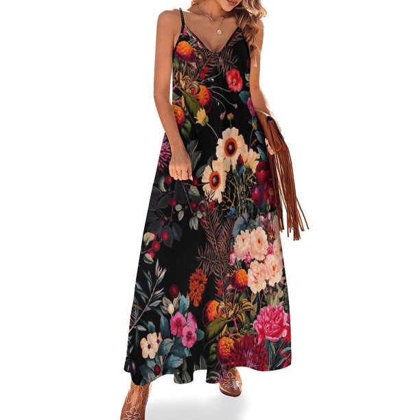 Vestido sin mangas Night Garden XXXIX Vestido de mujer vestidos africanos para mujer