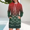 thumbnail image 3 of Women's Long Sleeve Hooded Sweatshirt Dress with Snowflake Christmas Tree Print, Ugly Christmas Sweater Women Style, Cozy Fall and Winter Dress with Pockets for Holiday,Deep Red,S, 3 of 7