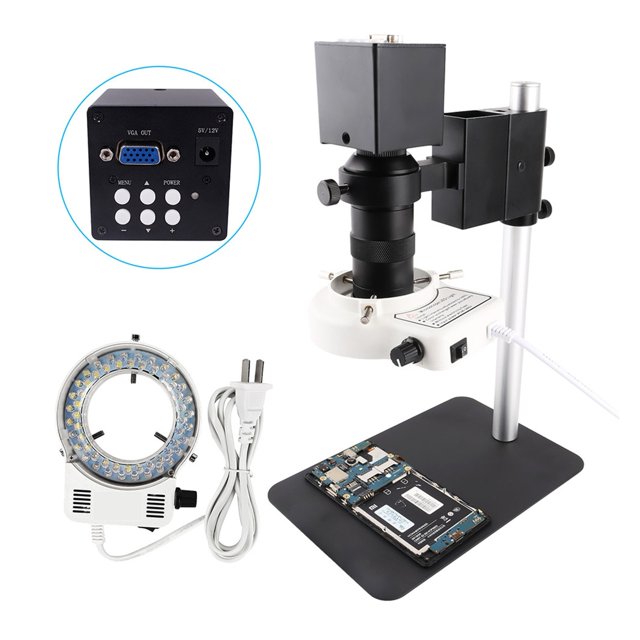 Microscope Vidéo Électronique Numérique 8MP avec Caméra VGA Objectif 130X & 58 Pcs Lampe Circulaire LED pour Réparation d'Ordinateur PBC Téléphone, Installation Facile