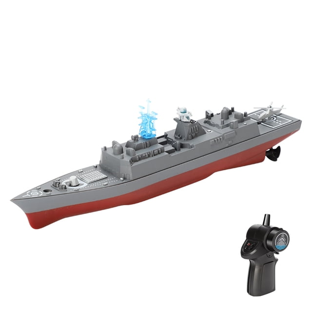 2.4G Remote Control Boat Waterproof High-Speed Simulation Ship Warship Model Rechargeable Mini Battleship Toy Gift for Boys Kids (Style C)