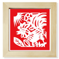 thumbnail image 1 of Paper-cut Rooster Animal China Zodiac Square Picture Frame Wall Tabletop Display, 1 of 3