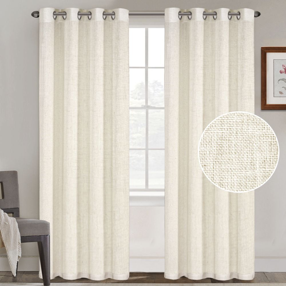 Turquoize SemiSheer Linen Grommet Top Blended Curtain Drapes for