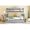 thumbnail image 4 of Newest Twin Over Full Rubber Wood Bunk Bed with Trundle, Convertible Ladder and Guardrail, Detachable, Convertible Bed, with Twin Size Trundle ,Grey, 4 of 12