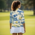 thumbnail image 5 of Uorisanigo Blue Palm Tree Womens Long Sleeve Golf Polo Shirts Size M Comfortable Moisture Wicking Casual Tennis Activewear Fashion Soft 3/4 Roll Sleeve Athletic Tops with Zipper, 5 of 7