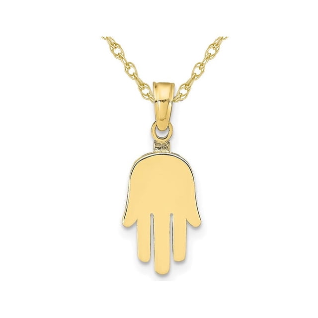 10K Yellow Gold Hamsa Charm Pendant Necklace with Chain