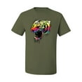 thumbnail image 2 of Wild Bobby, Technicolor Colorful Tiger Roaring, Animal Lover, Men Graphic Tees, Military Green, X-Large, 2 of 3