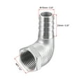 thumbnail image 2 of 304 Stainless Steel Hose Barb Fitting Elbow 15mm Barbed x 1/2" NPT Female Pipe Connector for Water Air Brew, Pack of 2, 2 of 7