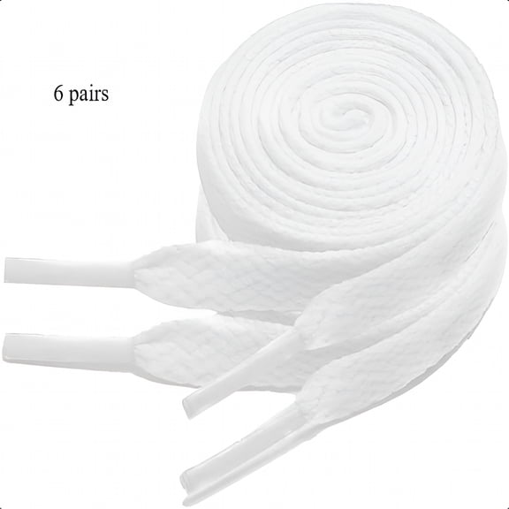 TELOLY 6 pairs of nylon shoelaces for flat shoes,flat shoe laces suitable for 5/16 inch wide sneakers,43 inch shoelaces