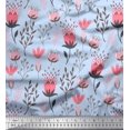 thumbnail image 1 of Soimoi Blue polyester Crepe Fabric Tribal Leaves Decor Fabric Printed Yard 52 Inch Wide, 1 of 3