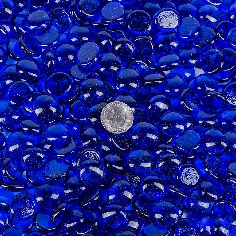 Galashield Cobalt Blue Flat Glass Marbles for Vases Glass Gems Beads  Pebbles Vase Filler 1 LB, Approx. 100 PCS 