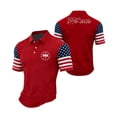 thumbnail image 2 of IYYVV 4th of July Usa Shirt Men Short Sleeve Button Polo Shirts America Flag Graphic Top 2026 Red XL, 2 of 4