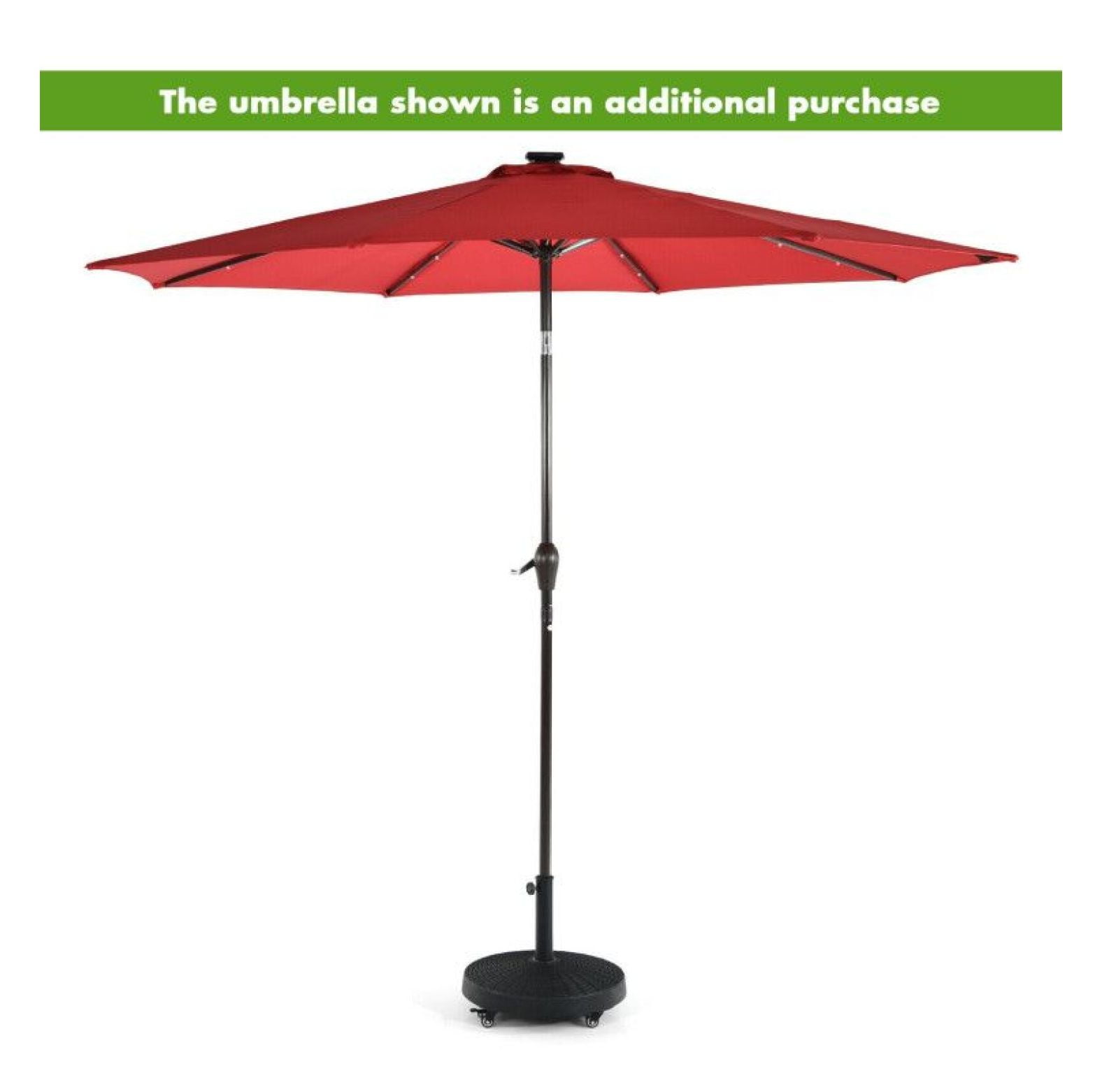 50 LBS Umbrella Base, Patio Resin Wicker Stand with Wheels - Heavy Duty Outdoor Umbrella Holder for Backyard, Poolside, 1.5"/1.9" Pole