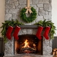 thumbnail image 2 of 1Pcs Artificial Greenery Spring Summer Swag Wreaths, Eucalyptus Candle Rings & Kitchen Cabinet Wreaths with Ribbon for Front Door, Porch, Wall, Window, Farmhouse Decor 15.7 Inch Green, 2 of 7