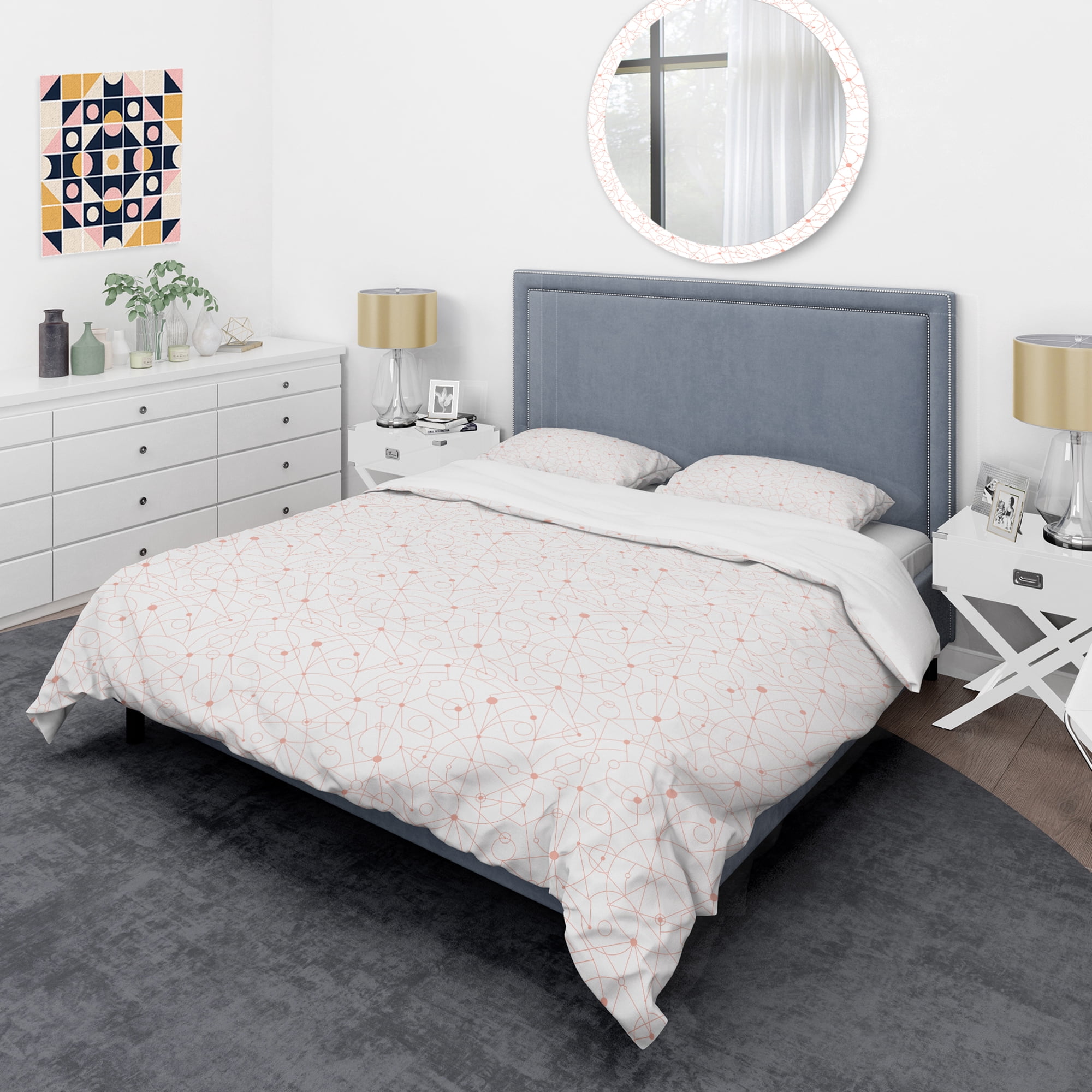 Designart 'Retro Geometric Grid II' Mid-Century Modern Duvet Cover Set