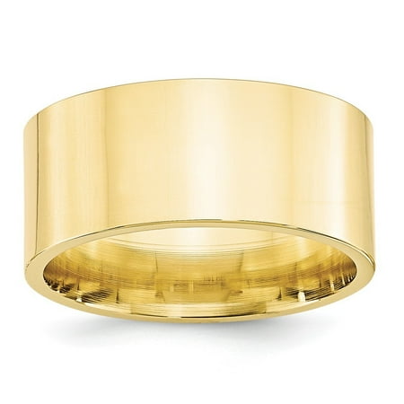 Roy Rose Jewelry 10K Yellow Gold 10mm Standard Flat Comfort Fit Wedding Band Ring Size 7