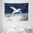thumbnail image 1 of Fantasy Tapestry, Legendary Unicorn Flying over Clouds Novelty and Purity Icon Magic Creature Image, Wall Hanging for Bedroom Living Room Dorm Decor, 80W X 60L Inches, White Blue, by Ambesonne, 1 of 2