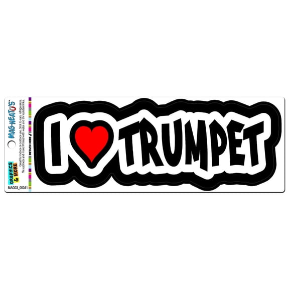 I Love Heart Trumpet - Brass Musical Instrument Band MAG-NEATO'S(TM) Car/Refrigerator Magnet
