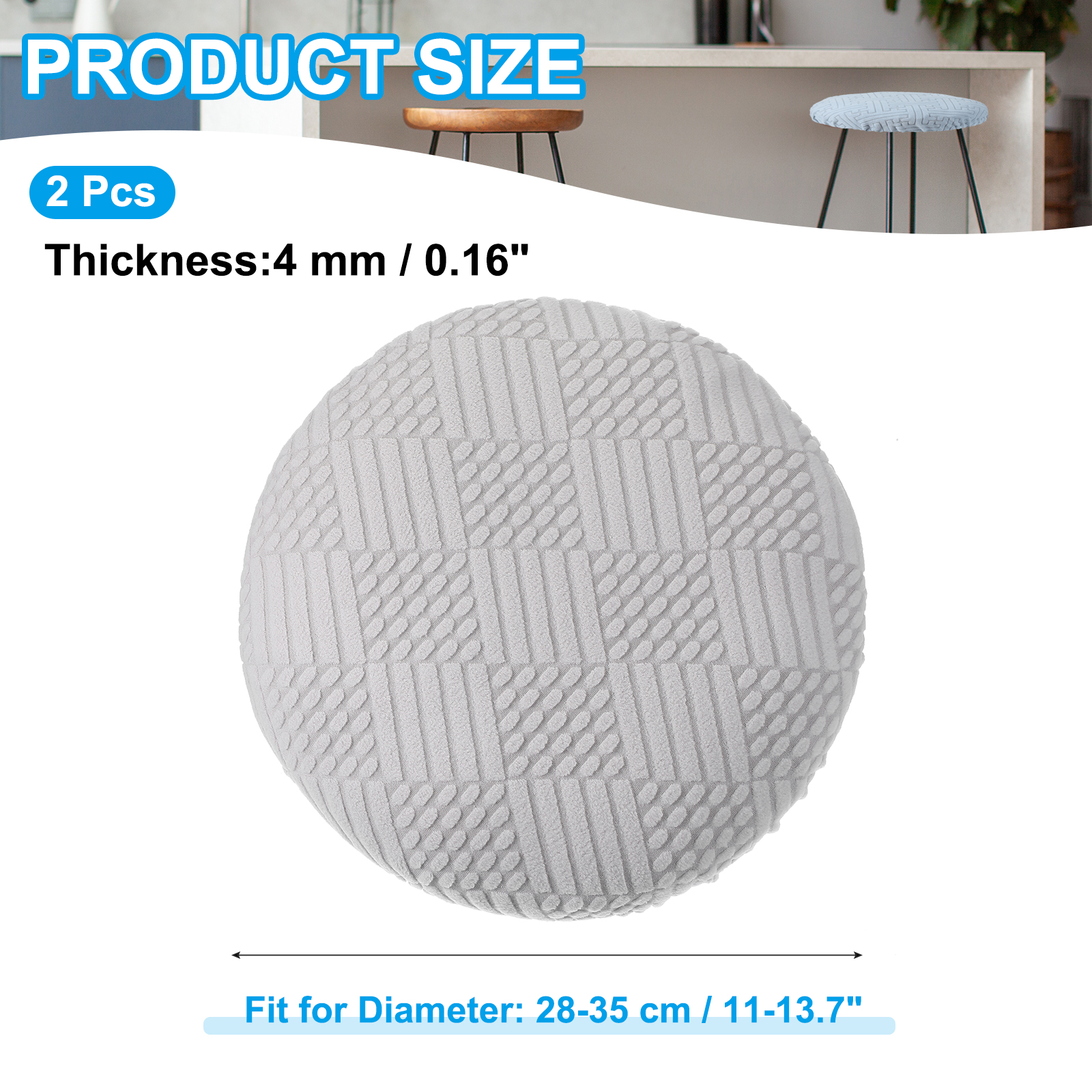 Unique Bargains Elastic Stool Cushion Slipcover Stretchy Chair Bar Stool Covers Light Gray