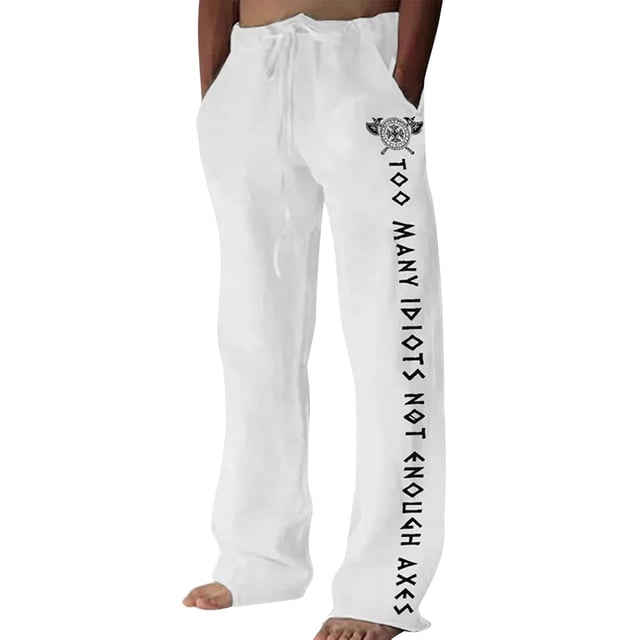 Botanical Linen Blend Straight Leg Pants for Everyday Casual Wear with Drawstring Detail and Comfortable Fit