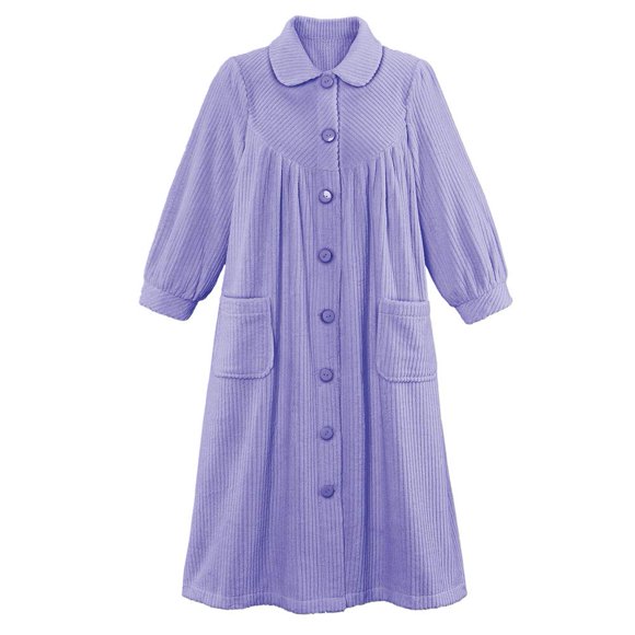 Forro polar de felpa Robe Collections Etc con botones en la parte delantera, color lavanda
