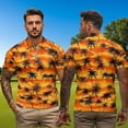 thumbnail image 5 of Binienty Wave Palm Tree Matching Shirts for Couples Fashion Classic Fit Moisture Wicking Couple Shirt with Quarter Zip Comfortable Short Sleeve Daily Wear for Workout Sports, 5 of 7