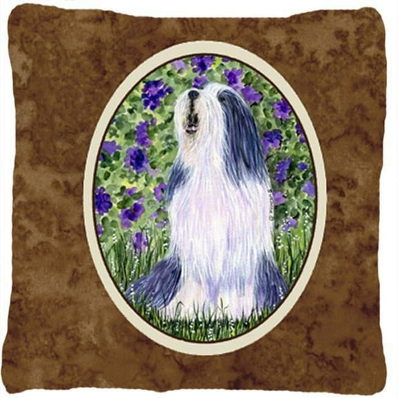 Bearded Collie Decorative Fabric Pillow - 14 x 14 in.