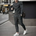 thumbnail image 2 of Men Fall Outfits 2 Piece Men 2 Piece Outfits Fall Casual Crew Neck Muscle Long Sleeve Pullovers And Fit Sweatpant Set Tracksuit Xl Sweatpants Men Tall, 2 of 4