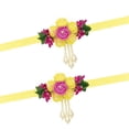 thumbnail image 4 of Sukkhi Lovely Pink & Yellow Choker Flower Necklace Set for Haldi & Baby Shower Ceremony, 4 of 5
