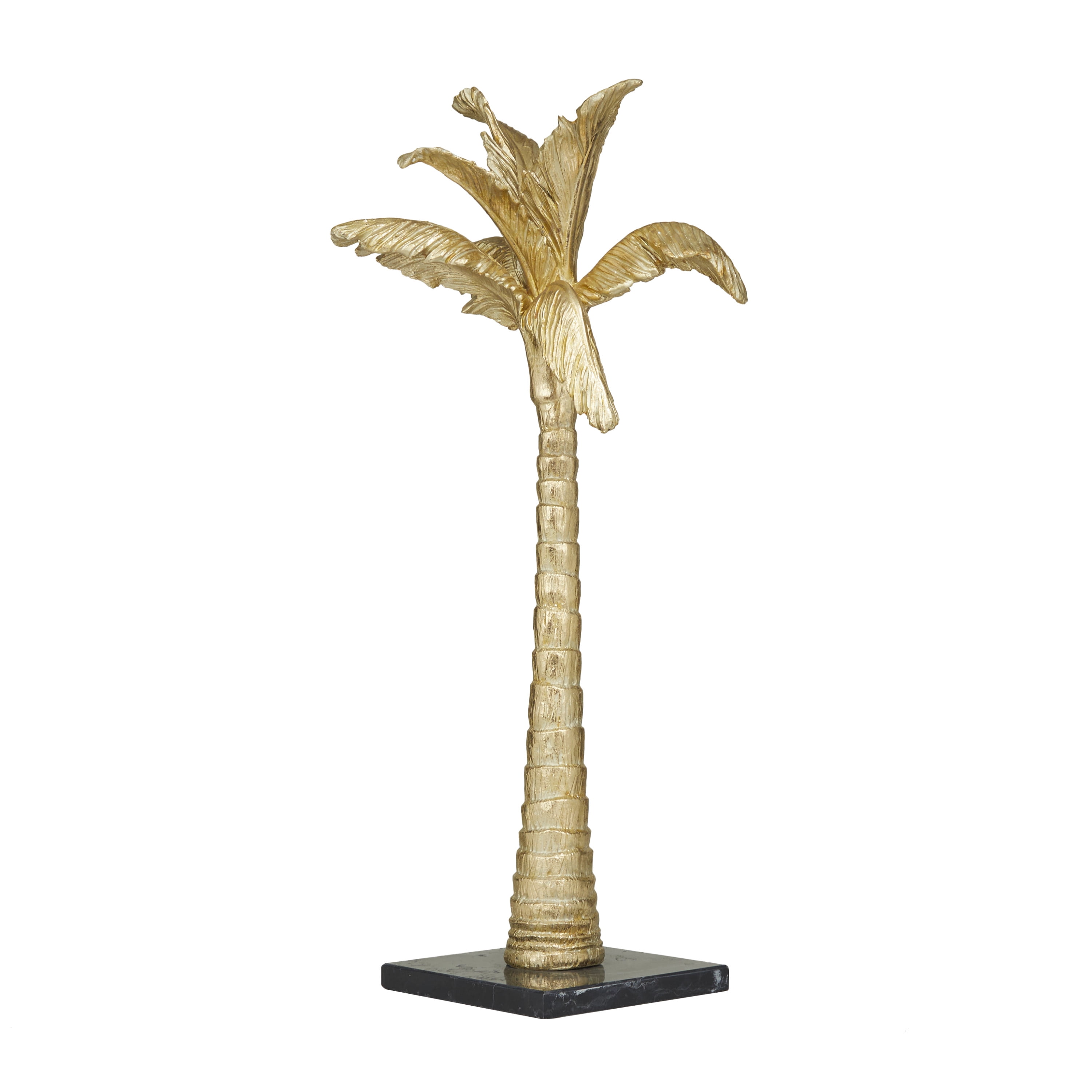 12" x 27" Gold Polystone Palm Tree Sculpture, by DecMode