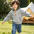 thumbnail image 3 of NAISIBABY Boys Hooded Hoodies—Contrast-Panel Long-Sleeve Fall/Winter Half-Zip Pullover Sweatshirt Gray Size 9, 3 of 8