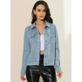 thumbnail image 2 of INSPIRE CHIC Women's Jackets Long Sleeve Faux Suede Trucker Motorcycle Jacket Light Blue S, 2 of 6
