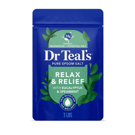 Dr Teal's Epsom Salt Magnesium Soak, Relax & Relief with Eucalyptus & Spearmint, 3 lbs