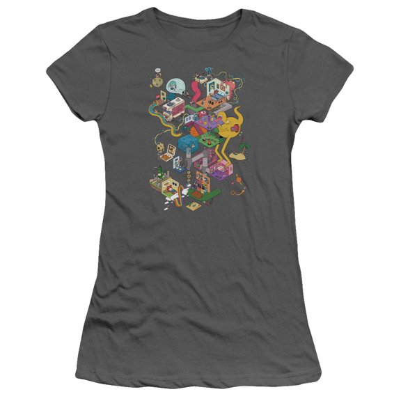 Uncle Grandpa Inside The Rv S/S Junior Women's T-Shirt Sheer Charcoal