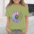 thumbnail image 2 of CPNG Girls Sunflower Shirts Cute Summer Crew Neck T-Shirt Floral Graphic Short Sleeve Tees Tops Casual Loose Tees(Mint Green,10-11 Years), 2 of 5