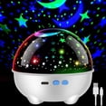 thumbnail image 3 of Proyector de luz nocturna de estrellas, proyector de galaxia, luz nocturna reutilizable para niños, carga USB/funciona con pilas, lámpara de decoración de habitación, lámpara de noche LED portátil par, 3 of 11
